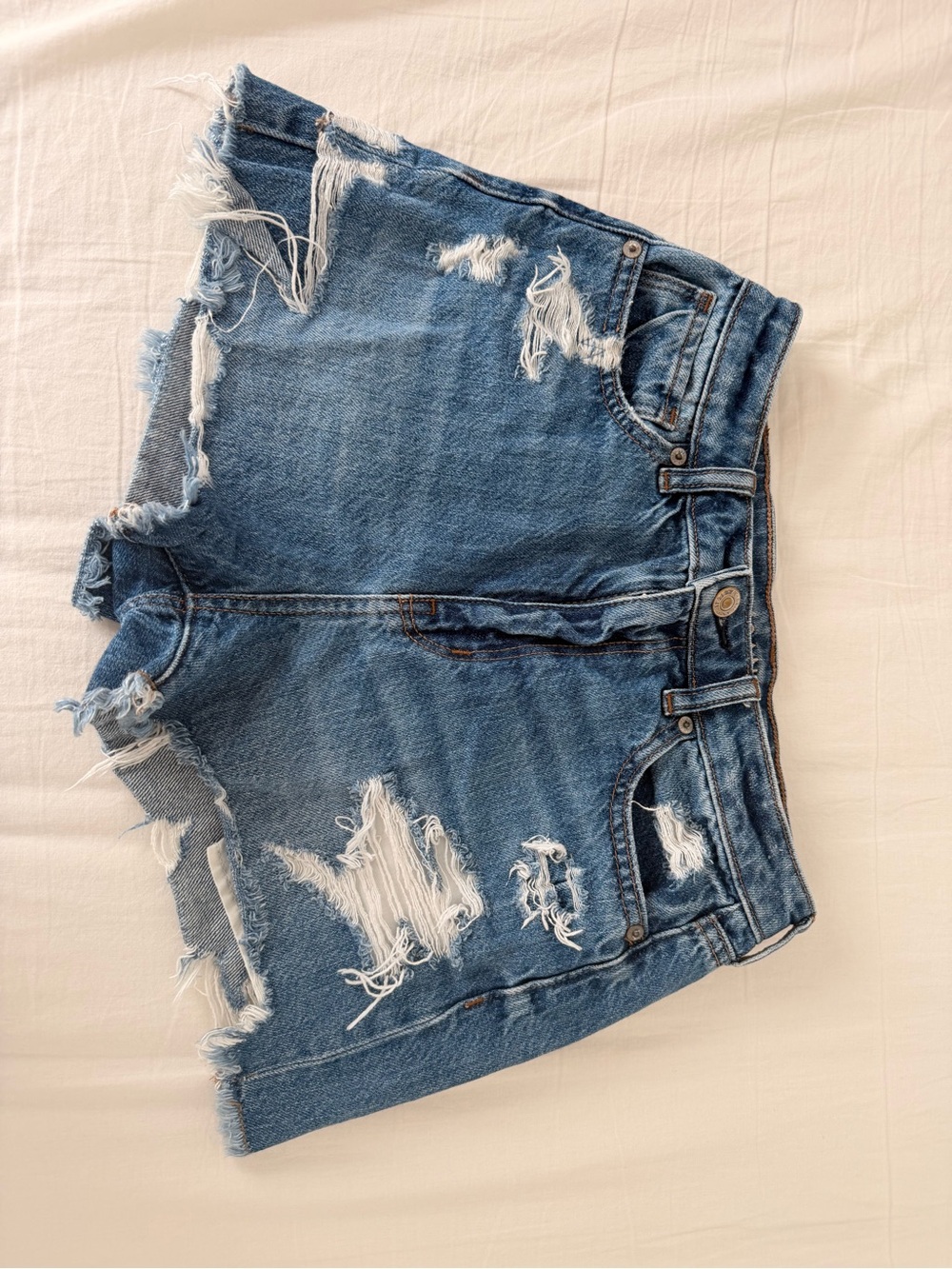 American Eagle Outfitters Distressed Light Blue Denim Shorts